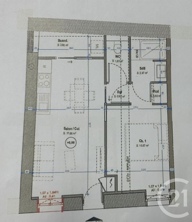 Appartement F2 à vendre - 2 pièces - 37,10 m2 - St Genis Laval - 69 - RHONE-ALPES
