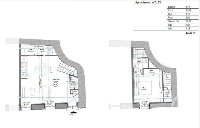 Appartement à vendre - 2 pièces - 42,20 m2 - St Genis Laval - 69 - RHONE-ALPES