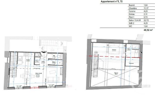 Appartement F3 à vendre - 3 pièces - 63,30 m2 - St Genis Laval - 69 - RHONE-ALPES
